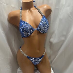 NPC competition bikini suit 34C cup xs small bottom royal blue handmade